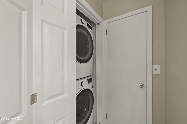 545 Leisure Lee Rd, Lee, MA 01238 - washroom with stacked washer / drying machine