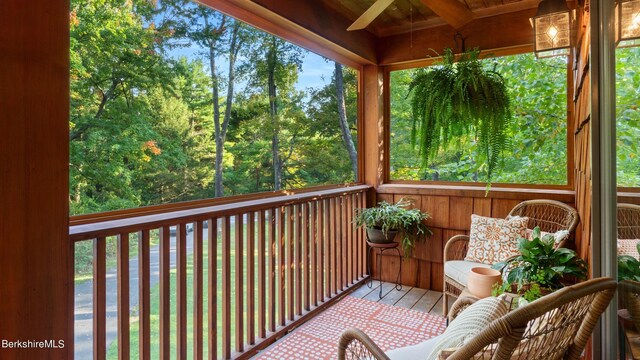 188 Hillsdale Rd, Egremont, MA 01230 - balcony featuring a ceiling fan
