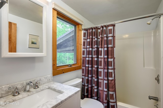 411 Bressett Rd, Williamstown, MA 01267 - full bathroom featuring toilet, vanity, and shower / bath combo