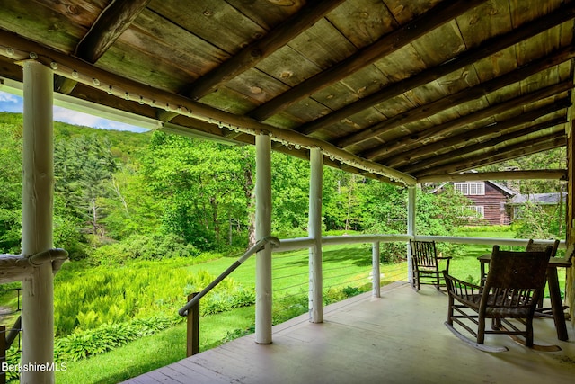 411 Bressett Rd, Williamstown, MA 01267 - view of patio / terrace featuring a wooded view