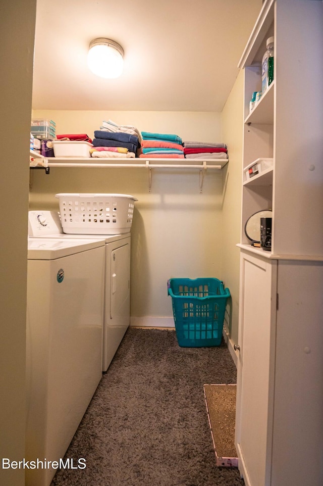 1057 Main St, Great Barrington, MA 01236 - laundry area with separate washer and dryer, carpet, and baseboards