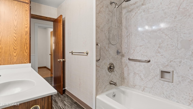 85 Wilson St, Pittsfield, MA 01201 - bathroom with vanity, shower / bathtub combination, and wood finished floors