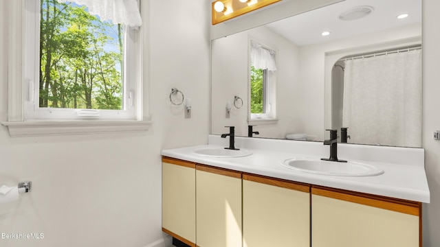 889 George Carter Rd, Becket, MA 01223 - full bath with double vanity and recessed lighting