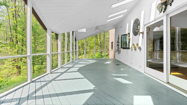 889 George Carter Rd, Becket, MA 01223 - unfurnished sunroom with a ceiling fan and lofted ceiling