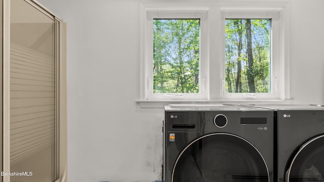 889 George Carter Rd, Becket, MA 01223 - washroom featuring washing machine and clothes dryer
