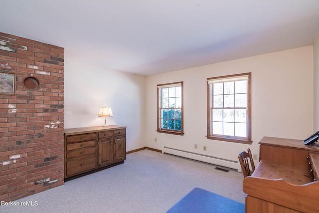 1166 Rannapo Rd, Sheffield, MA 01257 - office with a baseboard radiator, light carpet, and baseboards