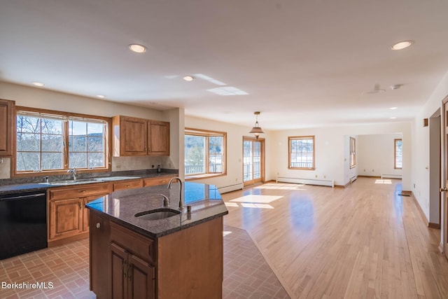 1166 Rannapo Rd, Sheffield, MA 01257 - kitchen featuring black dishwasher, a sink, baseboard heating, and recessed lighting