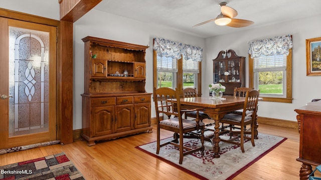 dining area featuring a healthy amount of sunlight and light wood-type flooring