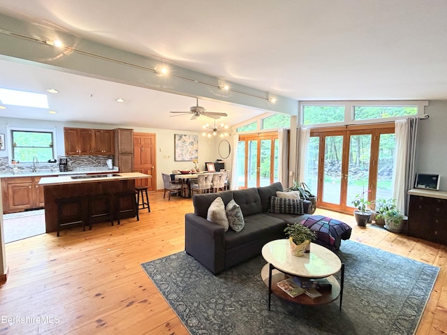 305 Shadow Ln, Sandisfield, MA 01255 - living area featuring light wood-style floors and a ceiling fan