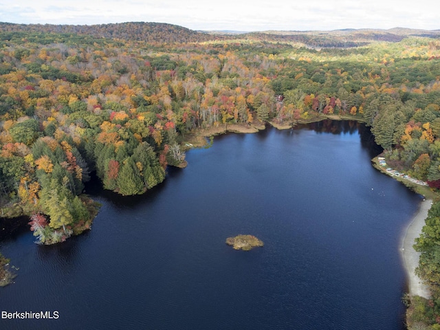 305 Shadow Ln, Sandisfield, MA 01255 - aerial overview of property's location featuring a forest and a water and mountain view