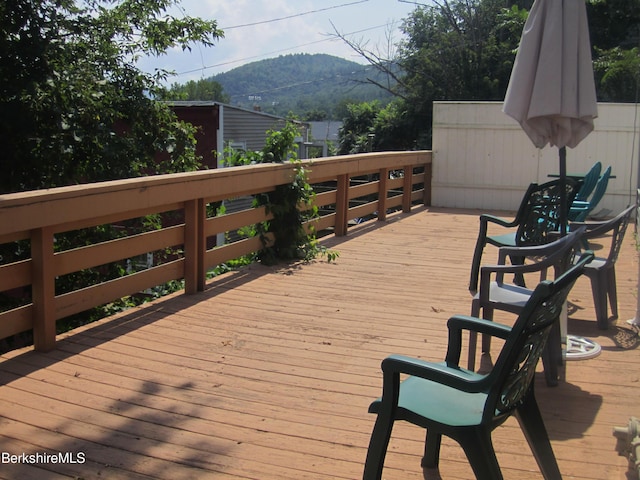 deck with a mountain view