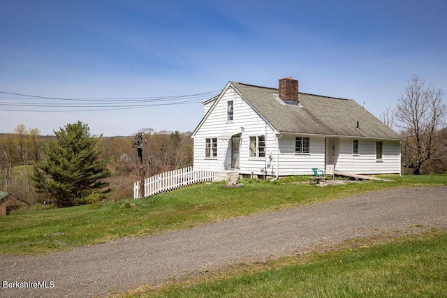 45 Swamp Rd, West Stockbridge, MA 01266 - view of front facade featuring a chimney and roof with shingles