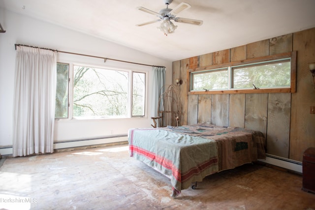 207-209 Main St, Becket, MA 01223 - bedroom featuring a baseboard radiator, vaulted ceiling, and multiple windows