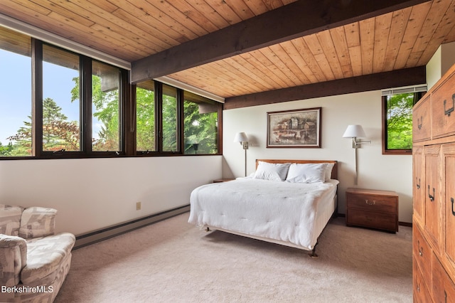 21 Kalliste Hl, Great Barrington, MA 01230 - bedroom with a baseboard heating unit, carpet, and wood ceiling with exposed beams