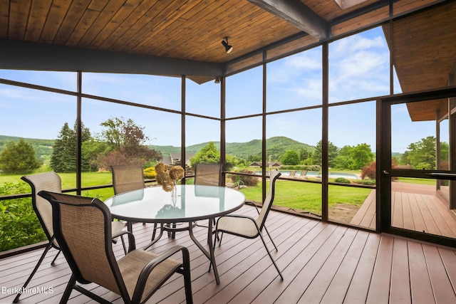 21 Kalliste Hl, Great Barrington, MA 01230 - sunroom featuring a mountain view and outdoor dining space