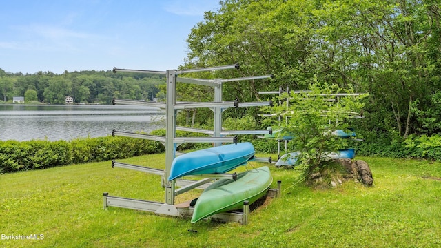 247 Peter Menaker Rd, New Marlborough, MA 01230 - surrounding community featuring a water view, a lawn, and a view of trees