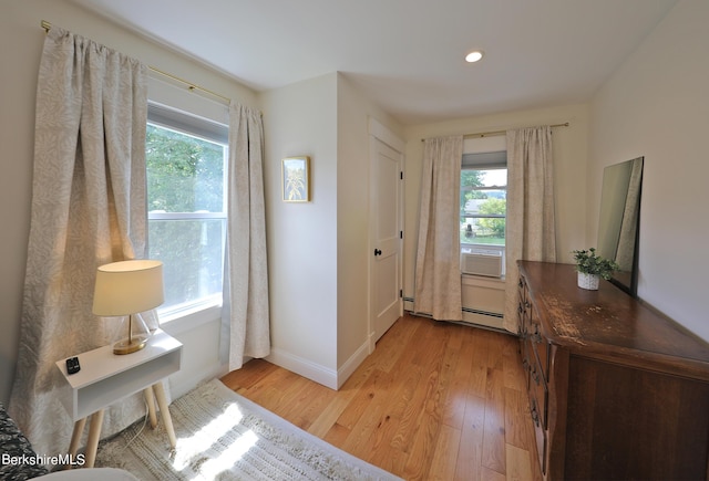 doorway to outside featuring light hardwood / wood-style flooring and a wealth of natural light