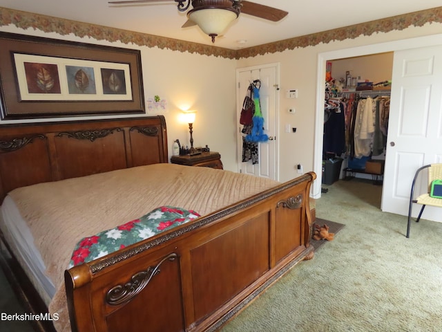 94 Gale Ave, Pittsfield, MA 01201 - bedroom featuring light colored carpet, a walk in closet, and a ceiling fan
