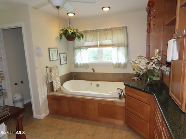 94 Gale Ave, Pittsfield, MA 01201 - bathroom featuring a bath, tile patterned floors, and a ceiling fan