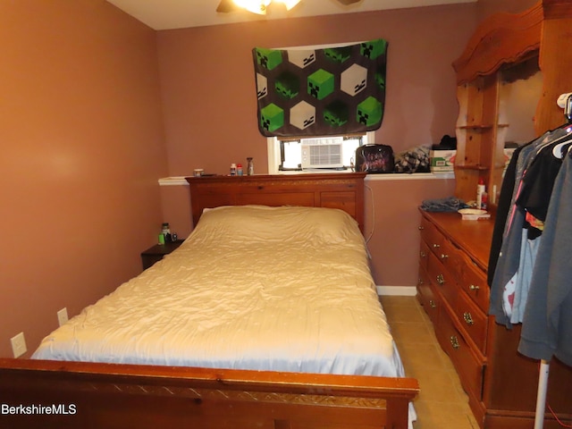 94 Gale Ave, Pittsfield, MA 01201 - bedroom featuring cooling unit, light tile patterned flooring, and a ceiling fan