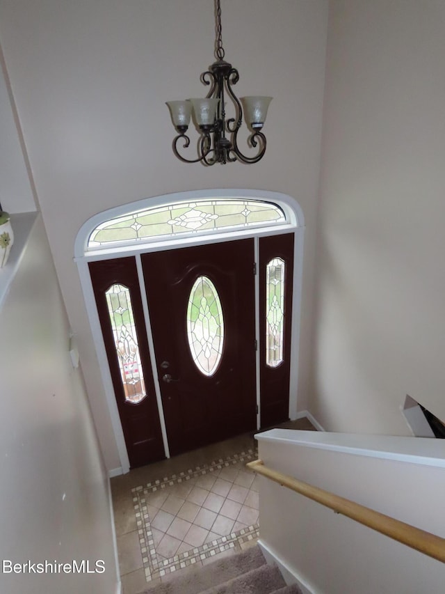 94 Gale Ave, Pittsfield, MA 01201 - foyer entrance featuring a chandelier and tile patterned flooring
