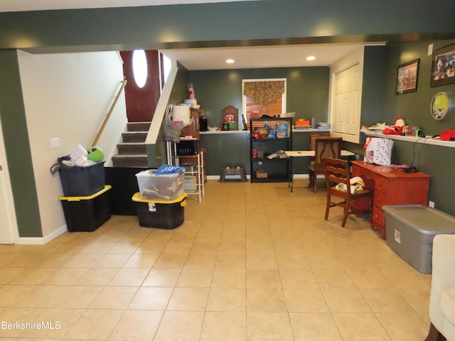 94 Gale Ave, Pittsfield, MA 01201 - recreation room featuring tile patterned flooring and recessed lighting