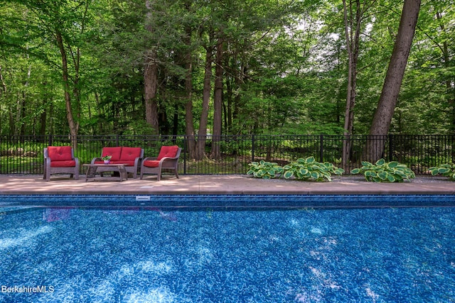 2232 Jacobs Ladder Rd, Becket, MA 01223 - view of pool featuring outdoor lounge area and a view of trees