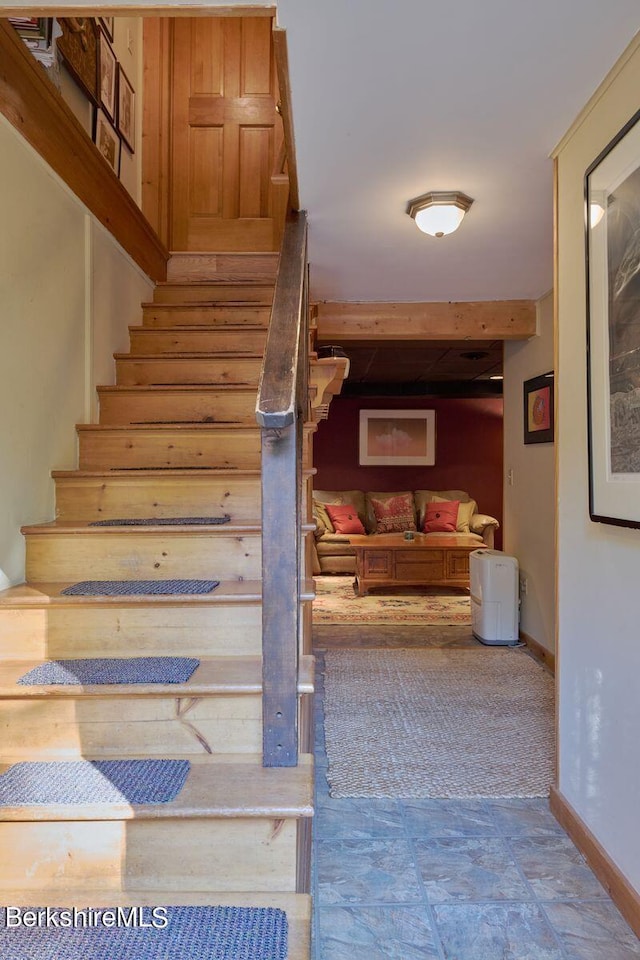 2232 Jacobs Ladder Rd, Becket, MA 01223 - staircase with baseboards