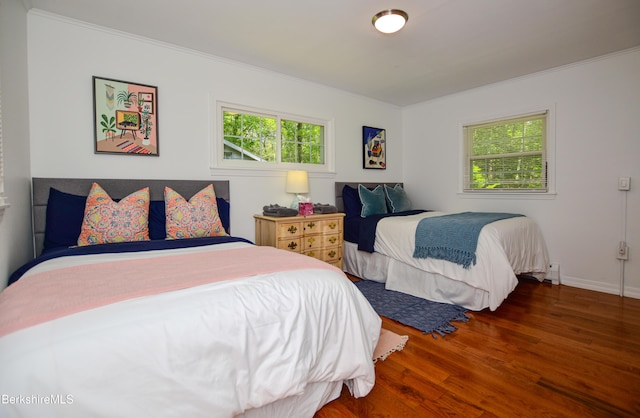 162 Ymca Rd, Becket, MA 01223 - bedroom featuring wood finished floors, multiple windows, ornamental molding, and baseboards