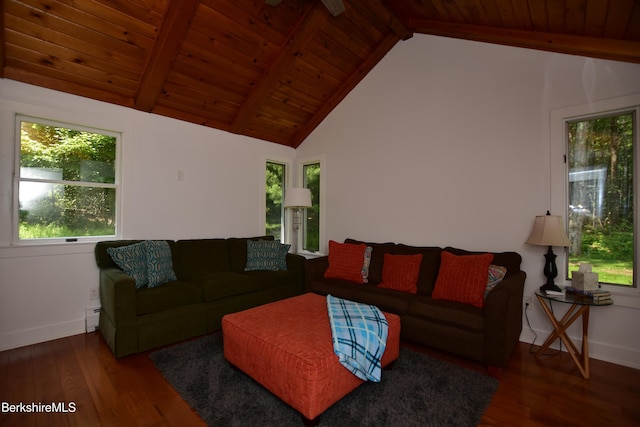 162 Ymca Rd, Becket, MA 01223 - living area featuring wood ceiling, wood finished floors, a baseboard heating unit, and plenty of natural light