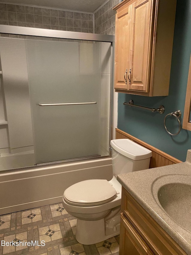 1050 Cape St, Lee, MA 01238 - full bathroom with vanity and bath / shower combo with glass door