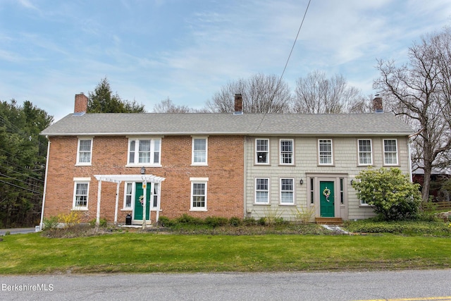 3 Lake Buel Rd, Great Barrington, MA 01230 - view of front of house featuring a pergola, a chimney, and entry steps