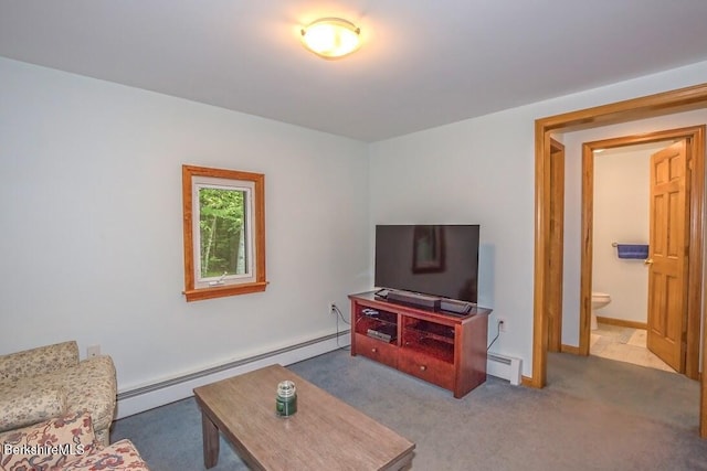 49 Bryant Rd, Otis, MA 01253 - living room featuring baseboard heating and carpet