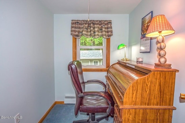 49 Bryant Rd, Otis, MA 01253 - carpeted office space featuring baseboards and baseboard heating