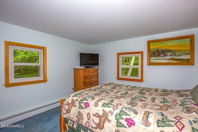 49 Bryant Rd, Otis, MA 01253 - bedroom with a baseboard heating unit, multiple windows, and carpet