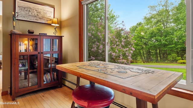 505 Kirchner Rd, Dalton, MA 01226 - dining area with baseboard heating and light wood-style floors