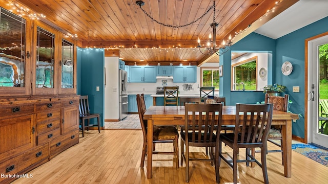 505 Kirchner Rd, Dalton, MA 01226 - dining area with wooden ceiling, healthy amount of natural light, light wood-style flooring, and baseboards
