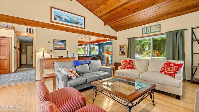 505 Kirchner Rd, Dalton, MA 01226 - living room featuring light wood finished floors, wooden ceiling, and high vaulted ceiling