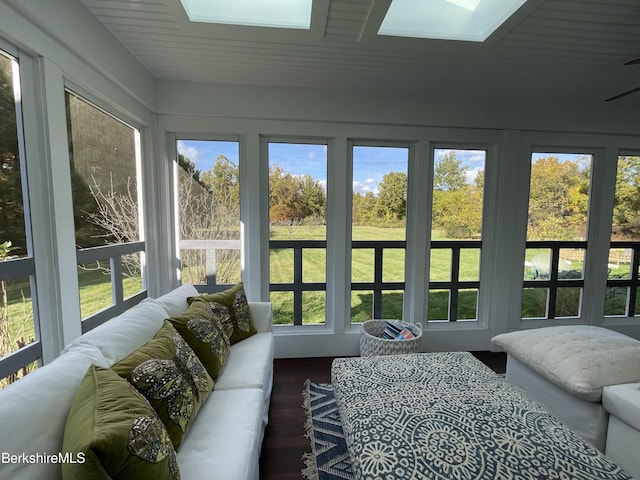 sunroom / solarium with a skylight