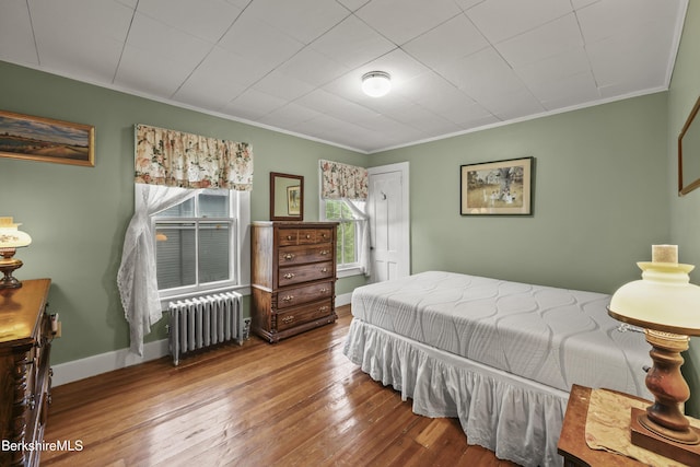 9 High St, Lenox, MA 01240 - bedroom featuring radiator heating unit, ornamental molding, hardwood / wood-style flooring, a closet, and baseboards