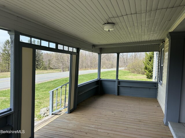 view of unfurnished sunroom