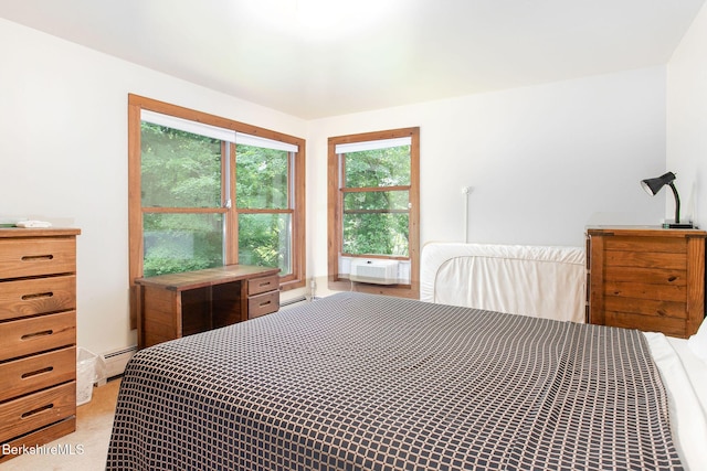 2049 S Undermountain Rd, Sheffield, MA 01257 - bedroom featuring a baseboard heating unit, cooling unit, and light carpet