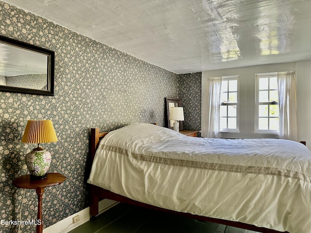 bedroom with a textured ceiling