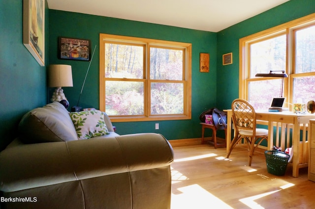 interior space with light hardwood / wood-style flooring