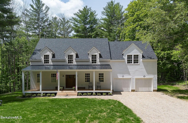 60 Parsley Ln, Sheffield, MA 01257 - new england style home featuring dirt driveway, covered porch, a front yard, and roof with shingles