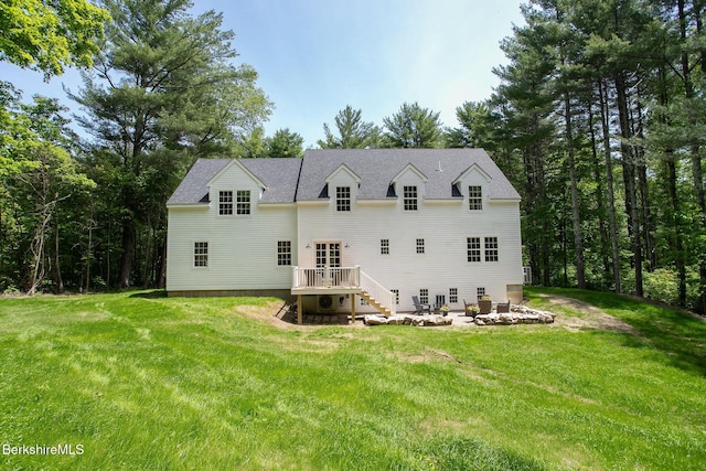 60 Parsley Ln, Sheffield, MA 01257 - back of house featuring a yard, a wooden deck, and stairs