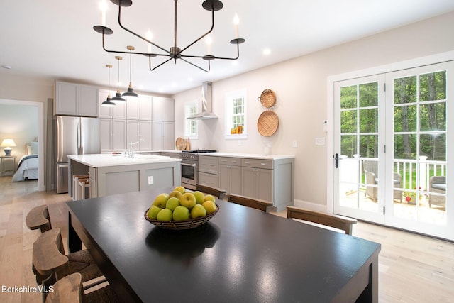 60 Parsley Ln, Sheffield, MA 01257 - dining room featuring light wood-style flooring, a chandelier, and recessed lighting