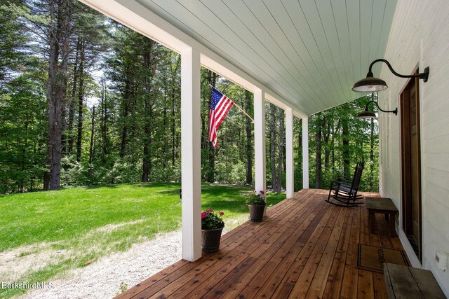 60 Parsley Ln, Sheffield, MA 01257 - wooden terrace featuring a lawn