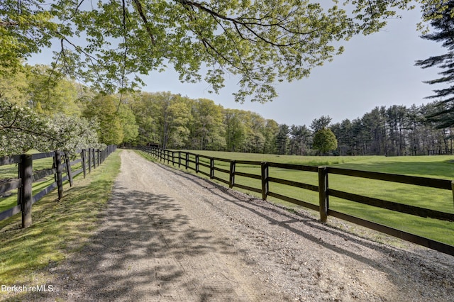 view of street featuring a rural view