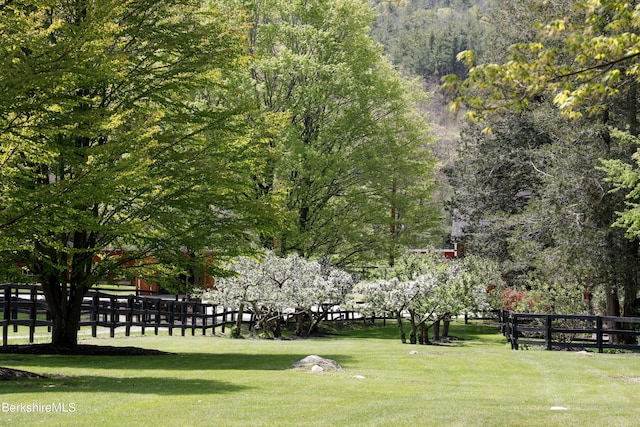 view of property's community with a lawn